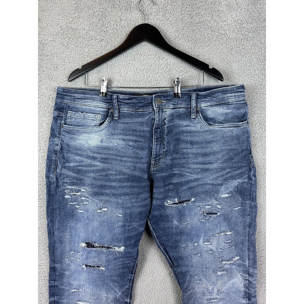 Jordan Craig Jeans Mens 42x32 Blue Wash Collins Distressed Ripped Stretch Denim